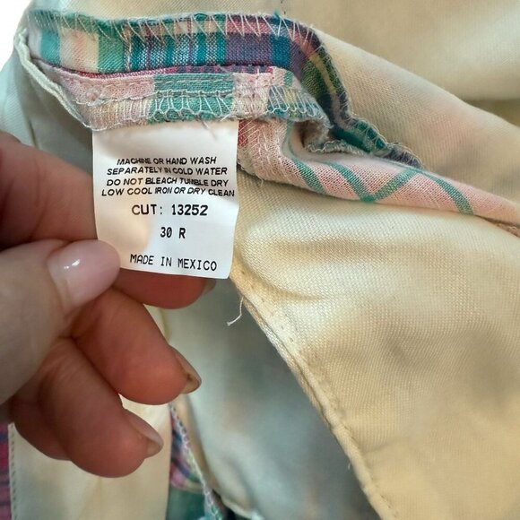 Mens Berle Madras Patchwork Shorts 30R Multicolor Cotton Lightweight Summer Wear - Picture 5 of 5